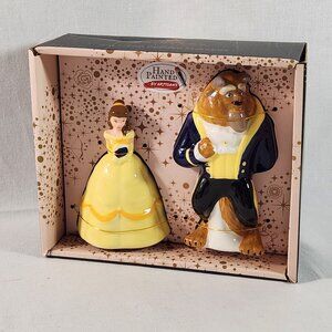 NEW DISNEY Beauty & The Beast Salt And Pepper Ceramic Shakers Set Fast Ship